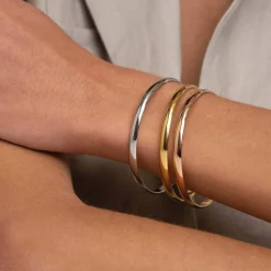 Femme Luzaka Bracelets<3 Joncs acier doré or, argenté et doré rose. Diam 6,5cm (M)