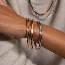 Femme Luzaka Bracelets<3 Joncs acier doré or, argenté et doré rose. Diam 6,5cm (M)