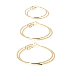 Femme Luzaka Boucles<3 paires de créoles acier doré or