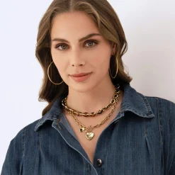 Femme Luzaka Boucles<3 paires de créoles acier doré or