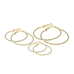 Femme Luzaka Boucles<3 paires de créoles acier doré or