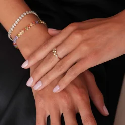 Femme Luzaka Bagues<Bague 7 zircons blanc acier doré or