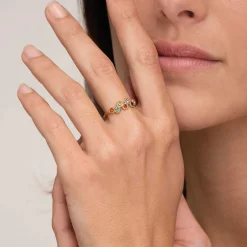Femme Luzaka Bagues<Bague 7 zircons multicolores acier doré or