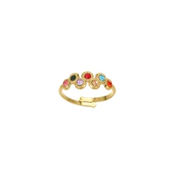 Femme Luzaka Bagues<Bague 7 zircons multicolores acier doré or