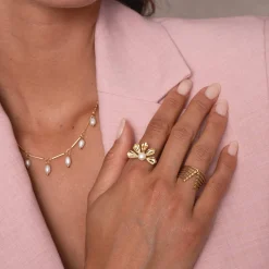 Femme Luzaka Bagues<Bague Amélie acier doré or et nacre