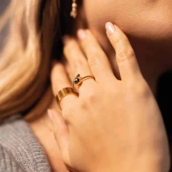 Femme Luzaka Bagues<Bague Asio acier doré or