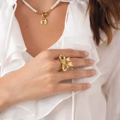 Femme Luzaka Bagues<Bague Camillia acier doré or