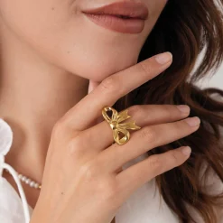 Femme Luzaka Bagues<Bague Camillia acier doré or
