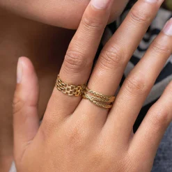 Femme Luzaka Bagues<Bague Chaines acier doré or