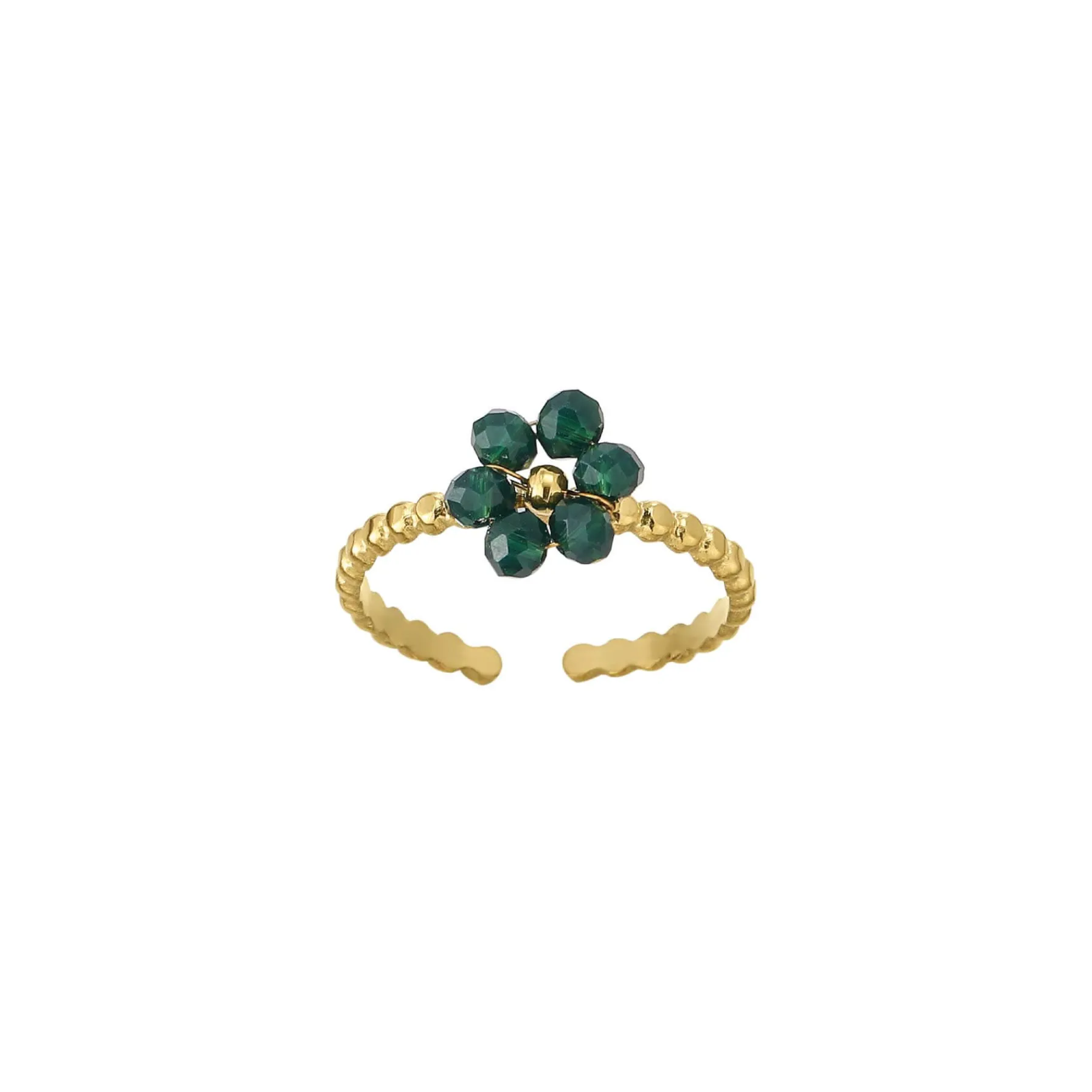 Femme Luzaka Bagues<Bague Flora verte doré or acier doré or