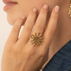 Femme Luzaka Bagues<Bague Helios acier doré or
