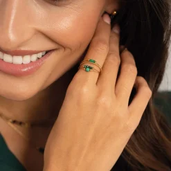 Femme Luzaka Bagues<Bague Isa Pierres Malachite acier doré or