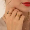 Femme Luzaka Bagues<Bague Isa Pierres Obsidienne acier doré or