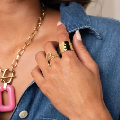 Femme Luzaka Bagues<Bague Jupiter martelée acier doré or