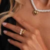 Femme Luzaka Bagues<Bague Kali acier doré or et nacre