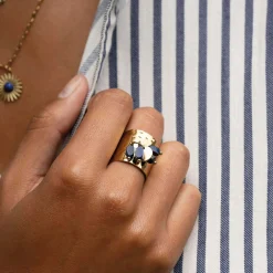 Femme Luzaka Bagues<Bague Laurie acier doré or et Lapis Lazuli