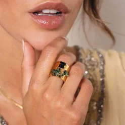 Femme Luzaka Bagues<Bague Laurie acier doré or Pin Africain