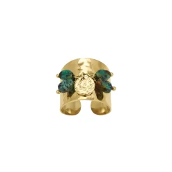 Femme Luzaka Bagues<Bague Laurie acier doré or Pin Africain