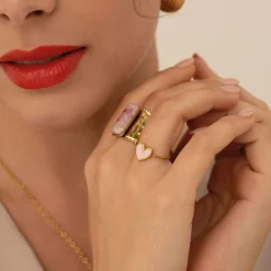 Femme Luzaka Bagues<Bague Lolly rose acier doré or