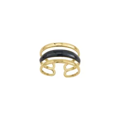 Femme Luzaka Bagues<Bague Lona noire acier doré or