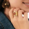 Femme Luzaka Bagues<Bague Naomi marron acier doré or