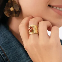 Femme Luzaka Bagues<Bague Naomi marron acier doré or