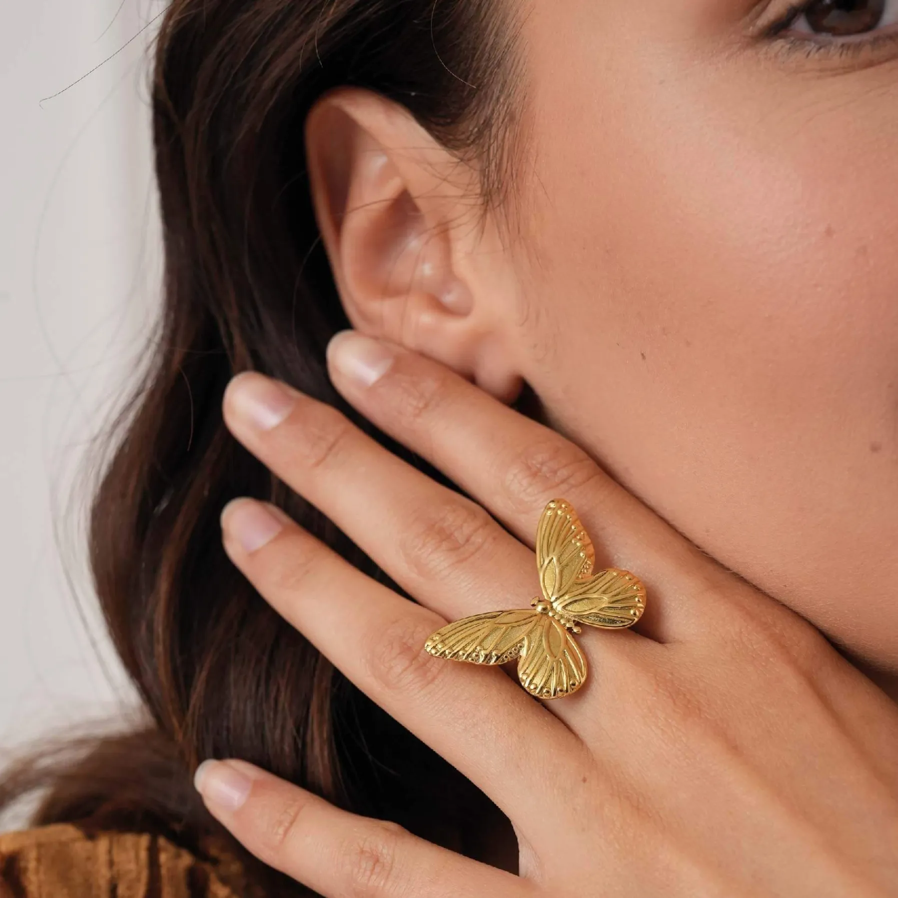 Femme Luzaka Bagues<Bague Papillon acier doré or