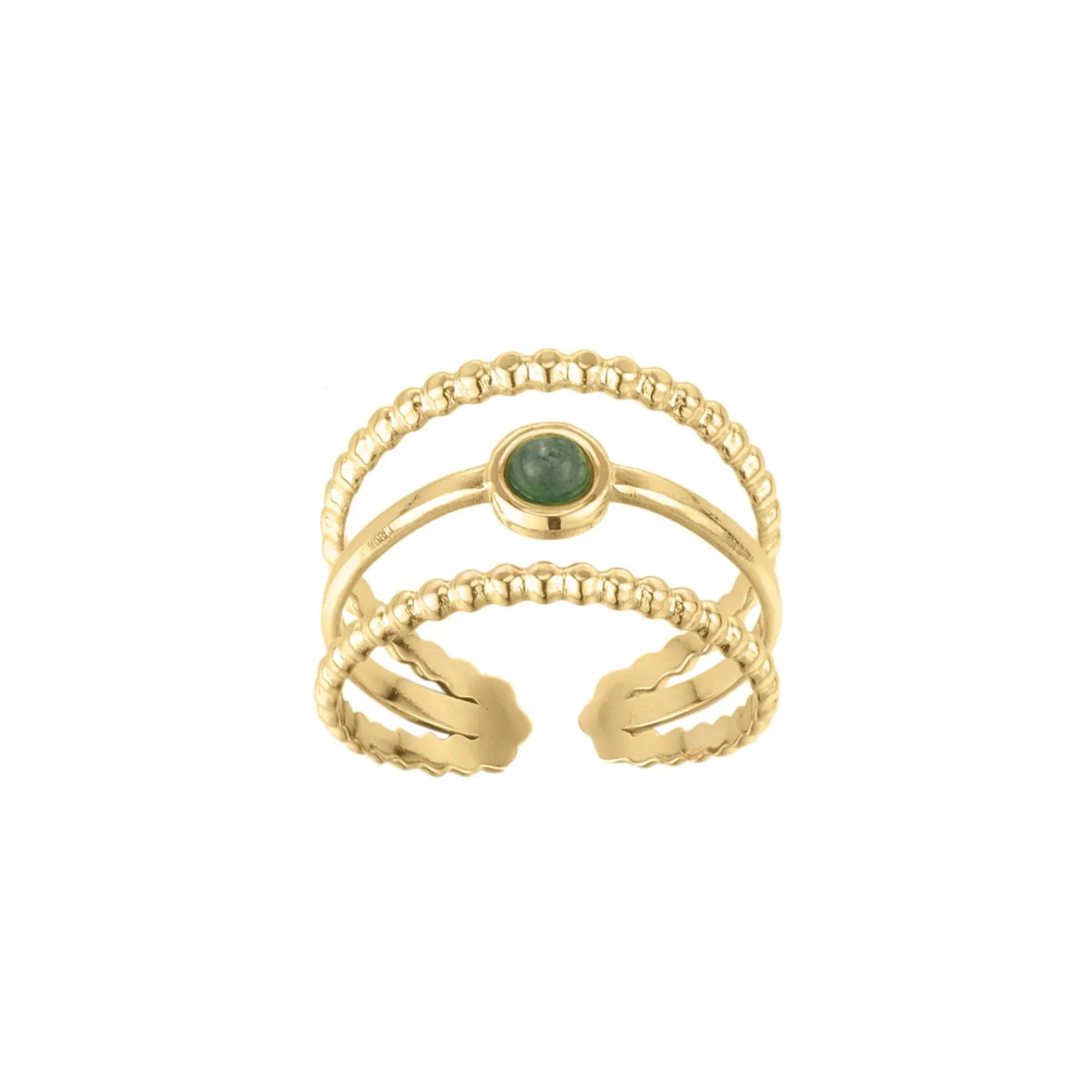 Femme Luzaka Bagues<Bague Pépite pierre Aventurine acier doré or