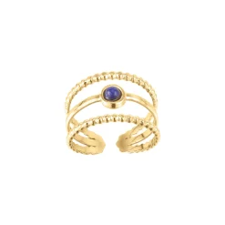 Femme Luzaka Bagues<Bague Pépite pierre Lapis Lazuli acier doré or