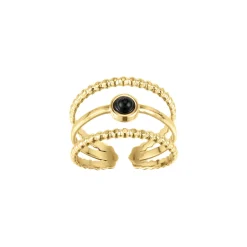 Femme Luzaka Bagues<Bague Pépite pierre Obsidienne acier doré or