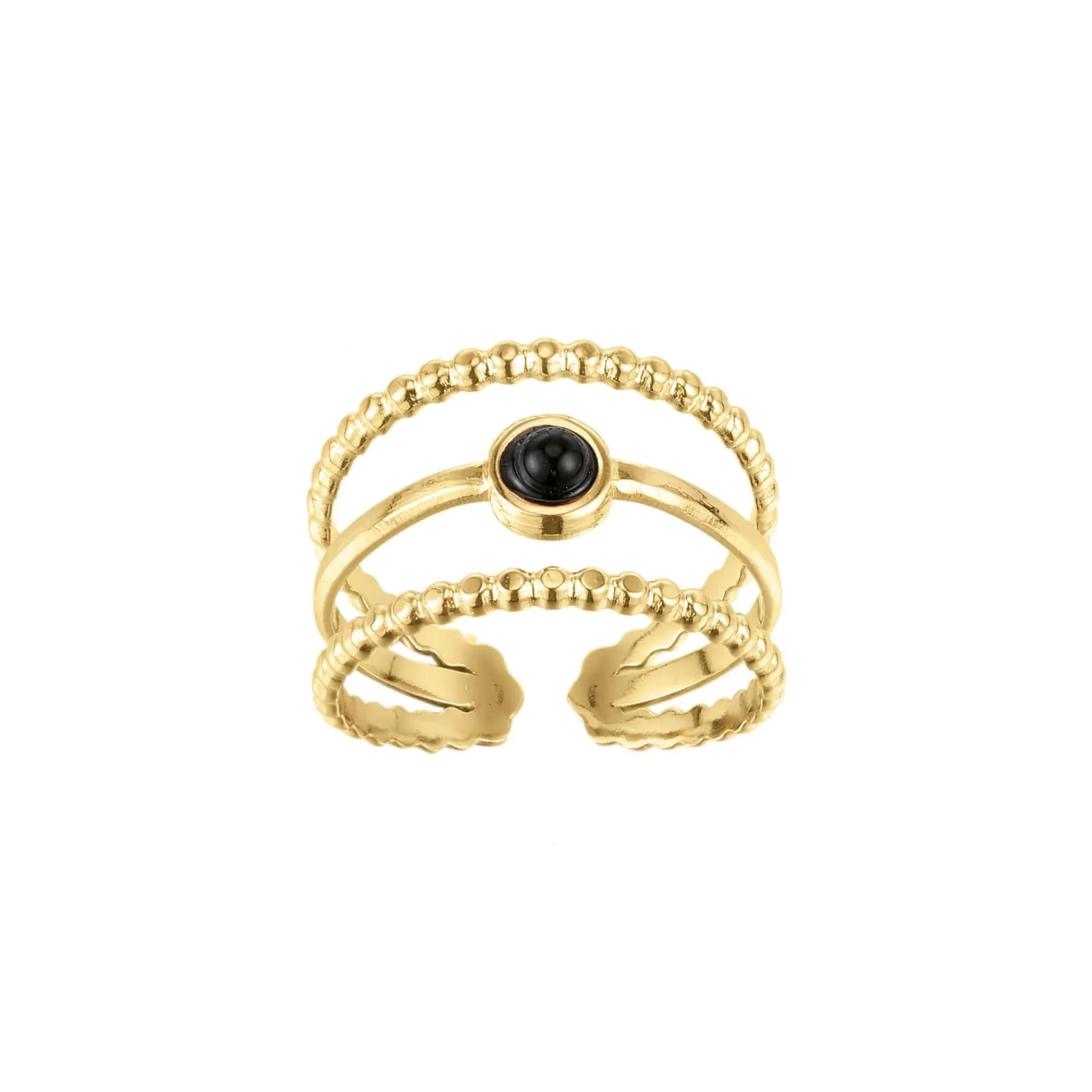 Femme Luzaka Bagues<Bague Pépite pierre Obsidienne acier doré or