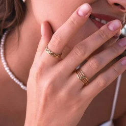 Femme Luzaka Bagues<Bague Rialto acier doré or