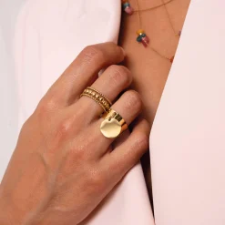 Femme Luzaka Bagues<Bague Rosaria acier doré or