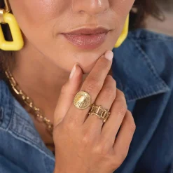 Femme Luzaka Bagues<Bague République Française acier doré or