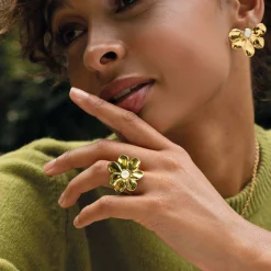 Femme Luzaka Bagues<Bague Stacy acier doré or et nacre