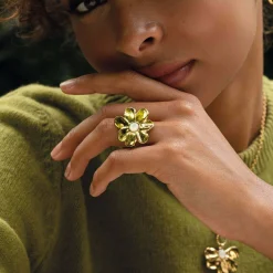 Femme Luzaka Bagues<Bague Stacy acier doré or et nacre