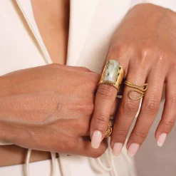 Femme Luzaka Bagues<Bague Topia verte acier doré or