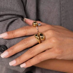 Femme Luzaka Bagues<Bague Twist acier argenté et doré or