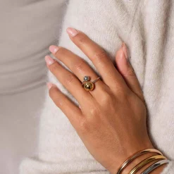 Femme Luzaka Bagues<Bague Twist acier argenté et doré or