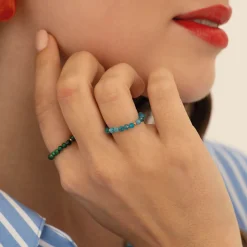 Femme Luzaka Bagues<Bague Yoko Apatite bleue acier doré or