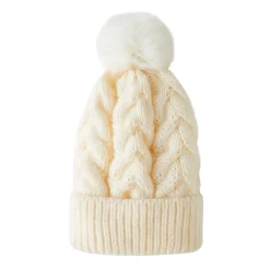 Luzaka Écharpes & Foulards<Bonnet fourré Pompon blanc