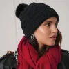 Luzaka Écharpes & Foulards<Bonnet fourré Pompon noir