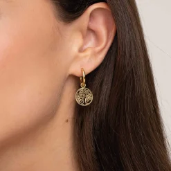 Femme Luzaka Boucles<Boucles Arbre de vie acier dorées or