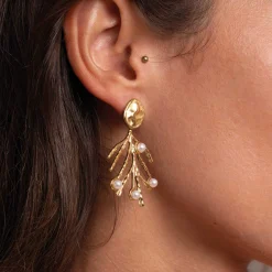 Femme Luzaka Boucles<Boucles Barbara acier doré or et perles nacre