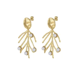 Femme Luzaka Boucles<Boucles Barbara acier doré or et perles nacre