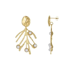 Femme Luzaka Boucles<Boucles Barbara acier doré or et perles nacre