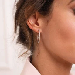 Femme Luzaka Boucles<Boucles Créoles 3cm Argent 925 rhodié zircons