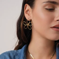 Femme Luzaka Boucles<Boucles Fleurs Rory acier doré or