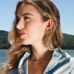 Femme Luzaka Boucles<Boucles Hermione bleues acier doré or