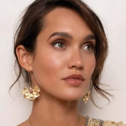Femme Luzaka Boucles<Boucles Iris Rhodonite acier doré or
